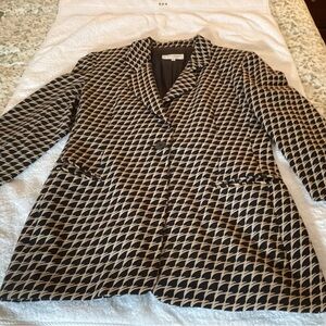 Giorgio Armani Black and Cream Patterned Blazer Size 46/12 Wool Vintage Italy